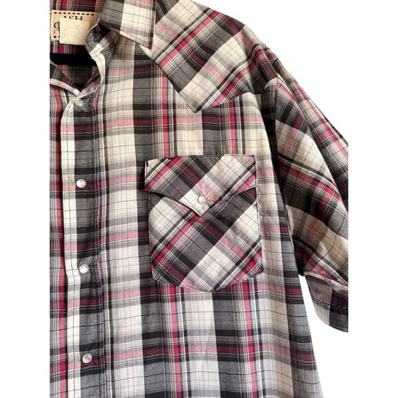 Vintage Ash Creek Trading Sz M Plaid Pearl Snap Shirt Western Work Wear - Picture 5 of 10